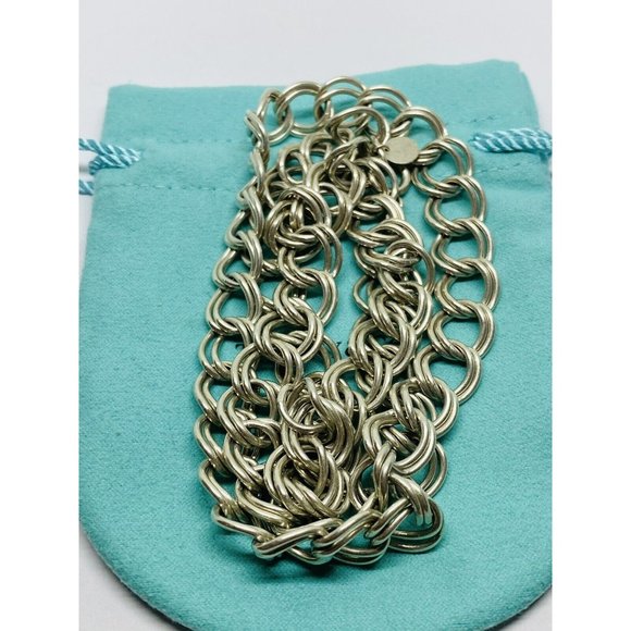 Tiffany & Co double link chain necklace 925 Sterling Silver 25.25” 12MM Wide